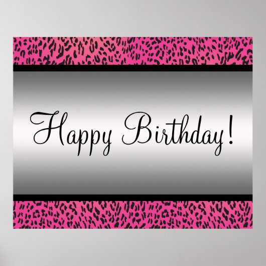 Pink Leopard Party Banner Poster (Vorne)
