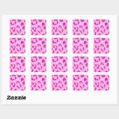 Pink Leopard Pattern Baby Dusche Quadratischer Aufkleber (Blatt)