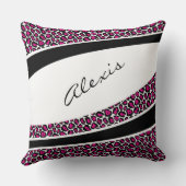 Pink Leopard Personalisierter Name Throw Kissen (Rückseite)
