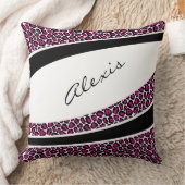 Pink Leopard Personalisierter Name Throw Kissen (Decke)