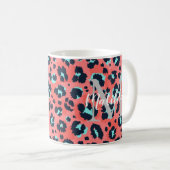 Pink Leopard personalize Monogram & Name Kaffeetasse (VorderseiteRechts)
