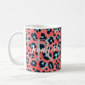 Pink Leopard personalize Monogram & Name Kaffeetasse (Links)