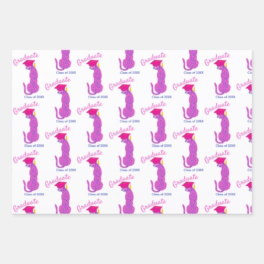 Pink Leopard Print Abschluss Geschenkpapier Set (Vorderseite)
