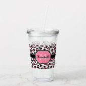 Pink Leopard Print Acryltrinkbecher (Rückseite)