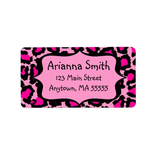 Pink Leopard Print Address Labels Adressaufkleber (Vorne)