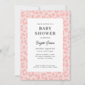 Pink Leopard Print Baby Dusche Einladung (Vorderseite)