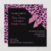 Pink Leopard Print Baby Dusche Einladung (Vorne/Hinten)