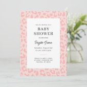 Pink Leopard Print Baby Dusche Einladung (Stehend Vorderseite)