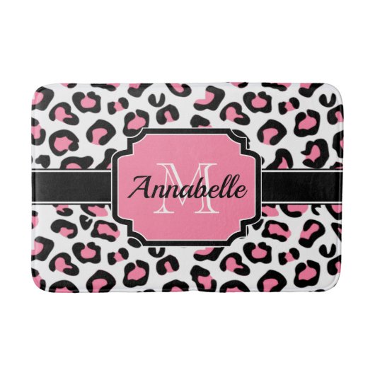 Pink Leopard Print Badematte (Vorderseite)