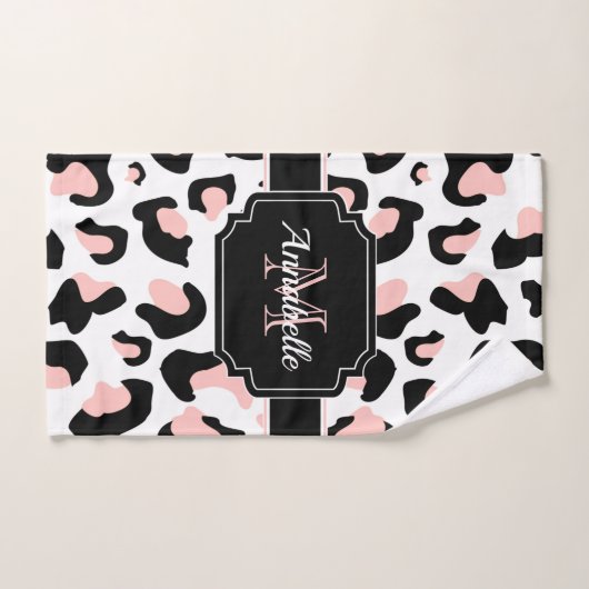 Pink Leopard Print Badhandtuch Set (Handtuch)