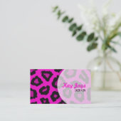 Pink Leopard Print Business Card Visitenkarte (Stehend Vorderseite)