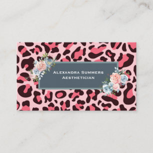 Pink Leopard Print Business Cards Visitenkarte