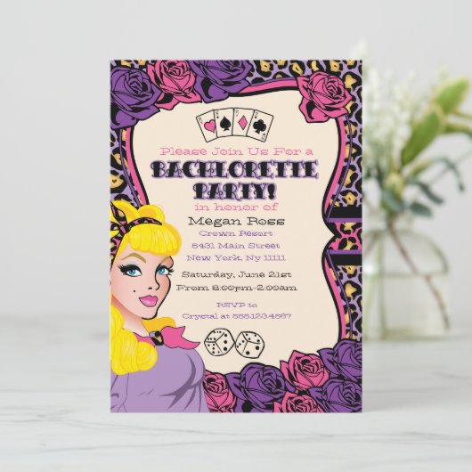 Pink Leopard Print, Button-up-Party Einladungen (Stehend Vorderseite)