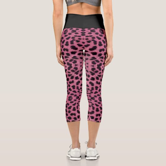 Pink Leopard Print Capri Leggings (Rückseite)