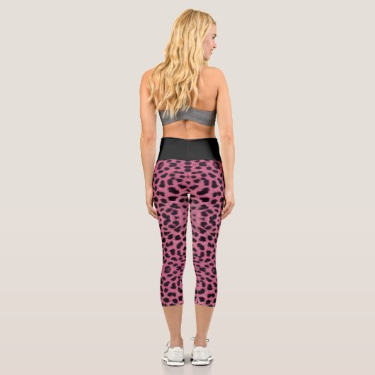 Pink Leopard Print Capri Leggings (Rückseite)