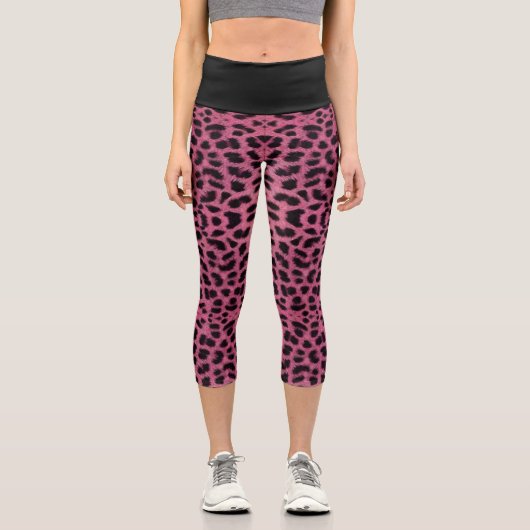 Pink Leopard Print Capri Leggings (Vorderseite)