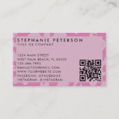 Pink Leopard Print Custom Company Logo QR Code Visitenkarte (Rückseite)