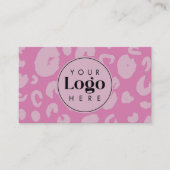 Pink Leopard Print Custom Company Logo QR Code Visitenkarte (Vorderseite)