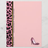 Pink Leopard Print Custom Letterhead Stationierung (Vorderseite)