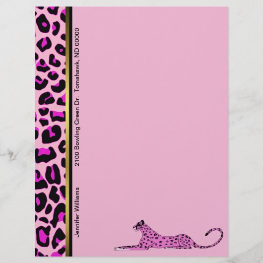 Pink Leopard Print Custom Letterhead Stationierung (Vorderseite)