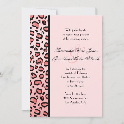 Pink Leopard Print Custom Wedding Einladung (Vorderseite)