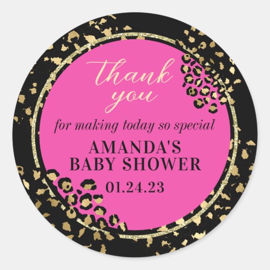 Pink Leopard Print Danke Aufkleber (Vorderseite)