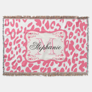 Pink Leopard Print Decke