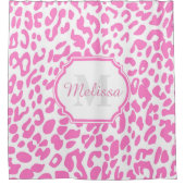 Pink Leopard Print Duschvorhang (Vorderseite)