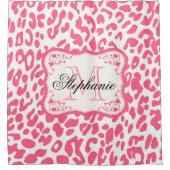 Pink Leopard Print Duschvorhang (Vorderseite)
