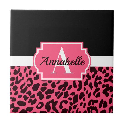 Pink Leopard Print Fliese (Vorderseite)
