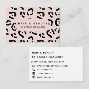 Pink Leopard Print Fun Animal Business Card Visitenkarte