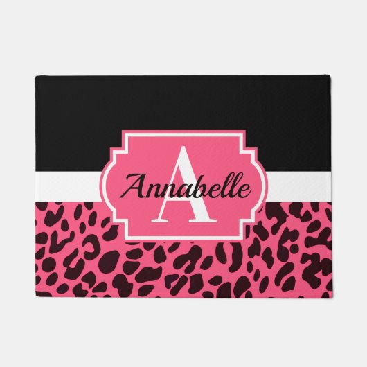 Pink Leopard Print Fußmatte (Vorderseite)