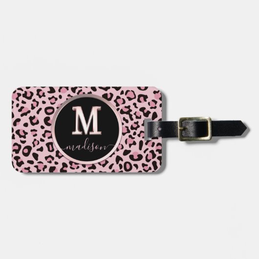 Pink Leopard Print Gepäckanhänger (Vorderseite horizontal)
