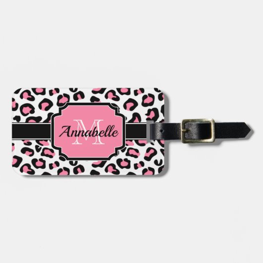 Pink Leopard Print Gepäckanhänger (Vorderseite horizontal)