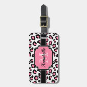 Pink Leopard Print Gepäckanhänger (Vorderseite vertikal)