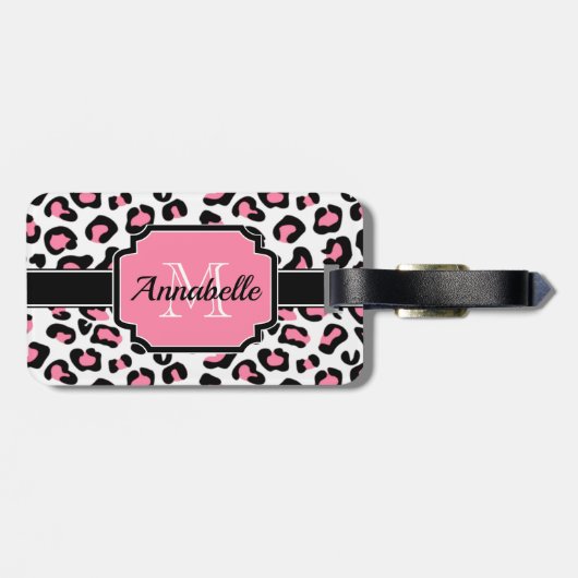 Pink Leopard Print Gepäckanhänger (Rückseite horizontal)