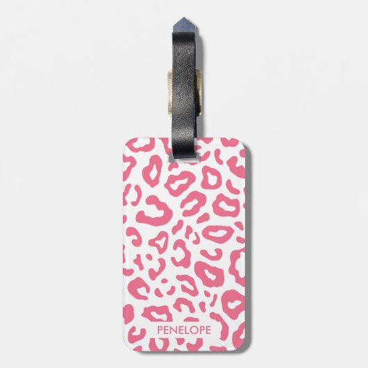 Pink Leopard Print Gepäckanhänger (Rückseite vertikal)