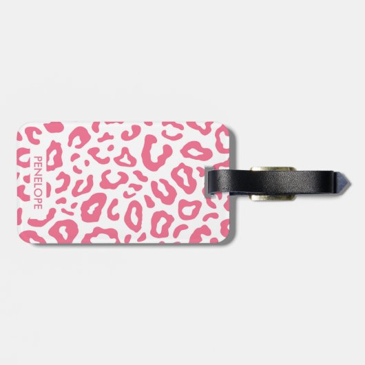 Pink Leopard Print Gepäckanhänger (Rückseite horizontal)