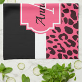 Pink Leopard Print Geschirrtuch (Gefaltet)
