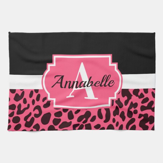 Pink Leopard Print Geschirrtuch (Horizontal)