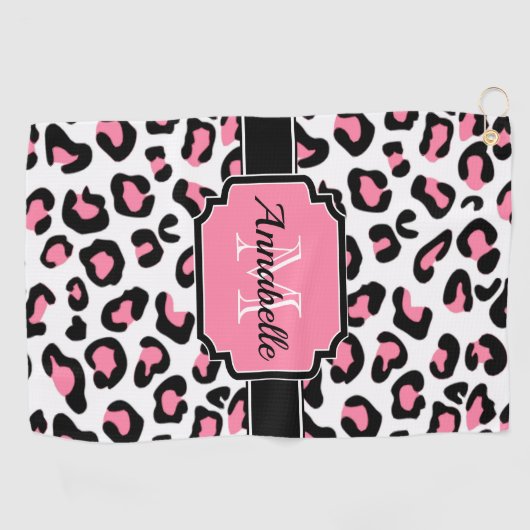 Pink Leopard Print Golfhandtuch (Horizontal)