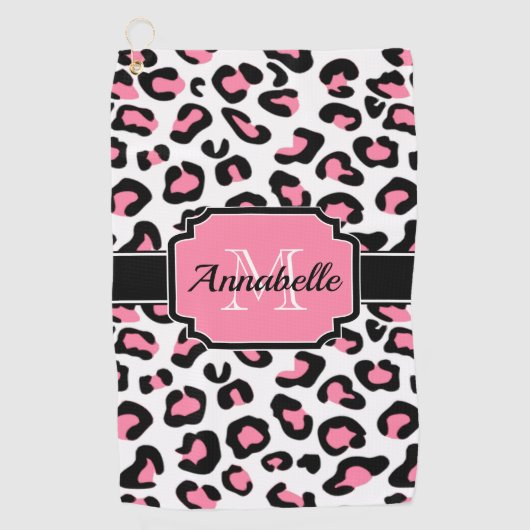 Pink Leopard Print Golfhandtuch (Vorderseite)