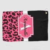 Pink Leopard Print Golfhandtuch (Horizontal)
