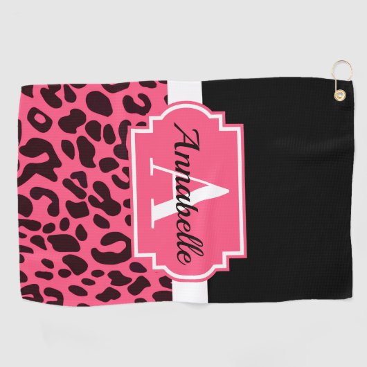 Pink Leopard Print Golfhandtuch (Horizontal)