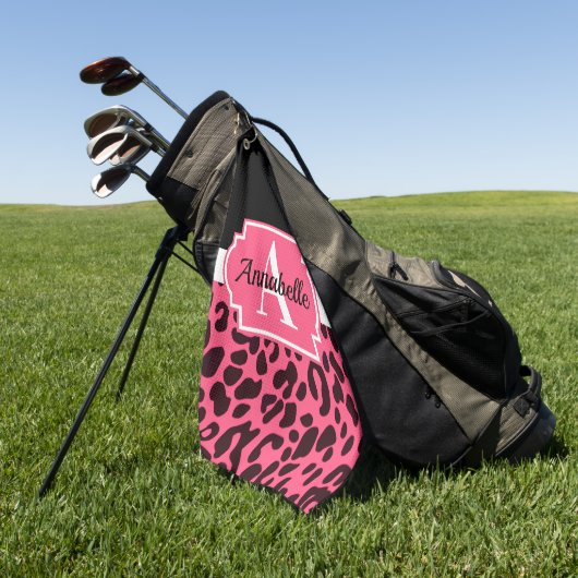 Pink Leopard Print Golfhandtuch (Gras)