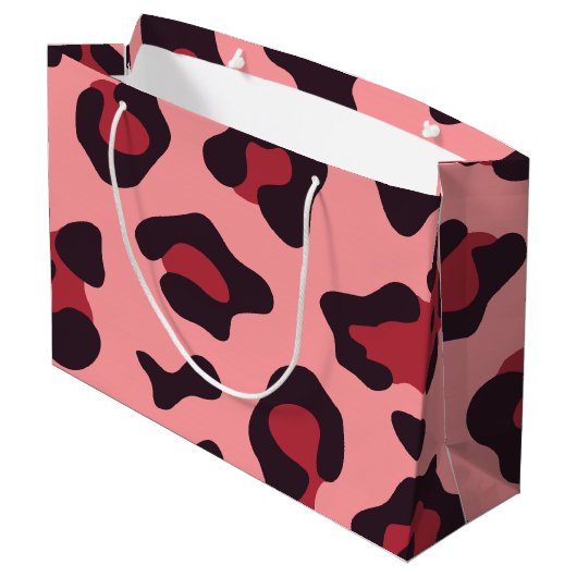 Pink Leopard Print Große Geschenktüte (Rückseite Schrägansicht)
