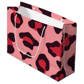 Pink Leopard Print Große Geschenktüte (Vorderseite Schrägansicht)