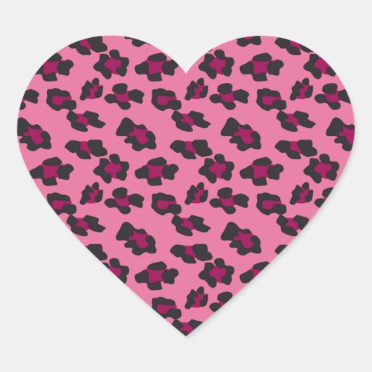 Pink Leopard Print Herz-Aufkleber (Vorderseite)