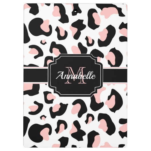Pink Leopard Print Klemmbrett (Rückseite)