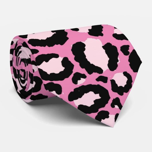 Pink Leopard Print Krawatte (Gerollt)